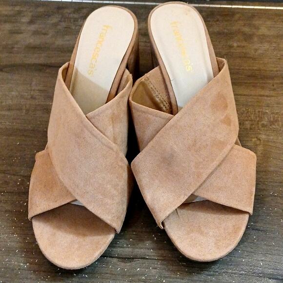 Francesca's Sylvia tan suede criss cross sandals 7.5 - Picture 2 of 6